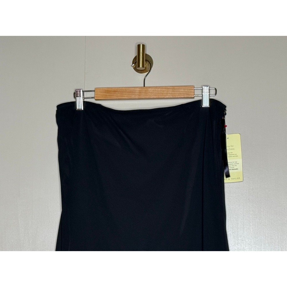 Patra Black High Low Ruffle Midi Skirt Satin Trim Size 16 NWT Evening Formal - Picture 3 of 8